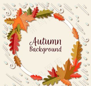 秋季树叶装饰圆环