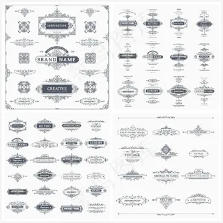 复古花纹标签,免抠元素