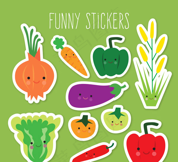 有趣的蔬菜贴纸