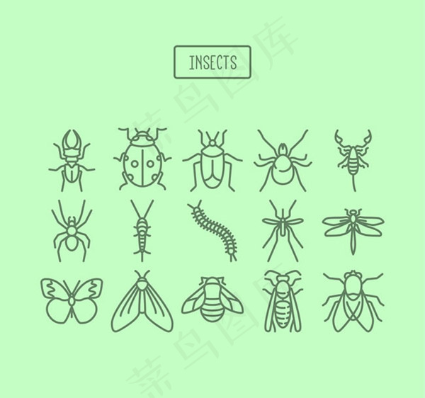 昆虫图标矢量,免抠元素