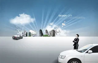 光芒与建筑人物