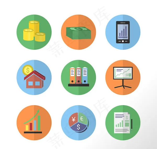 圆形金融元素图标,免抠元素ai矢量模版下载