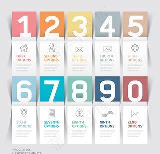 创意纸条数字图表