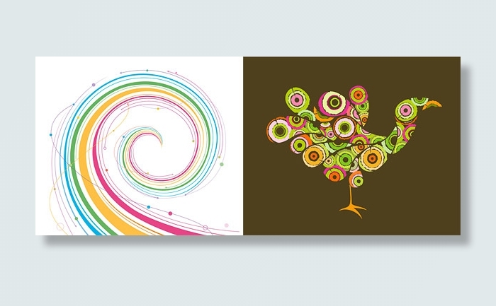 孔雀与旋转线条