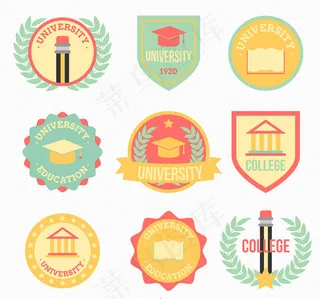 大学校园标签,免抠元素