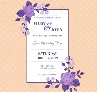 玫瑰婚礼邀请卡