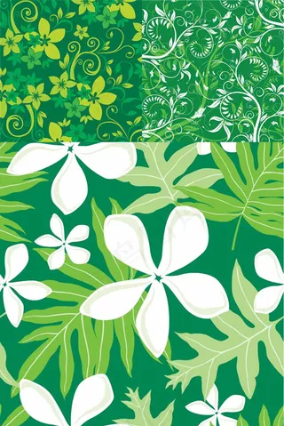 植物纹样绿色背景,背景元素