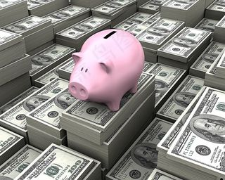 美元钞票与储蓄罐