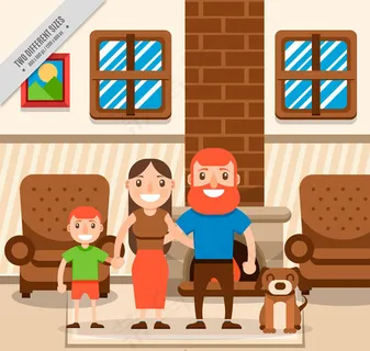 客厅里的三口之家