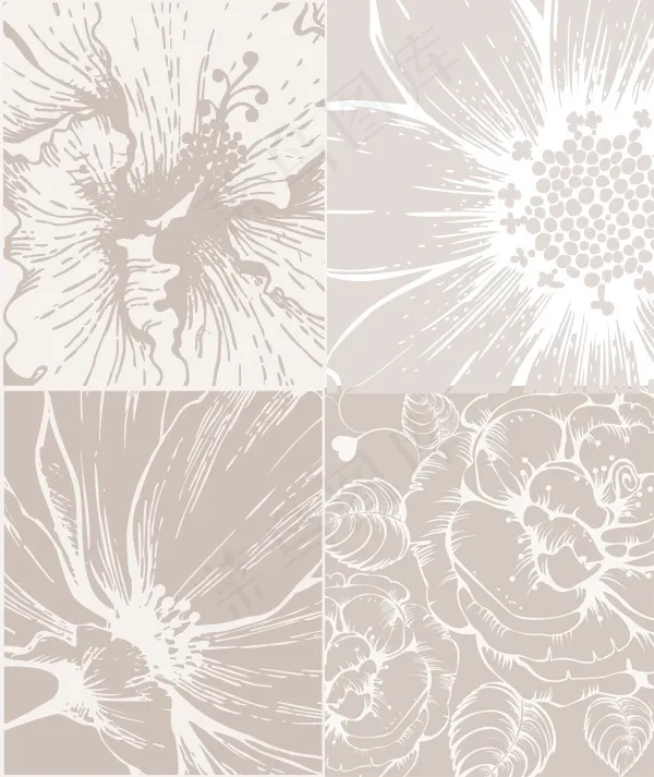 花朵剪影矢量eps,ai矢量模版下载