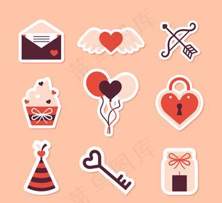 情人节白边贴纸
