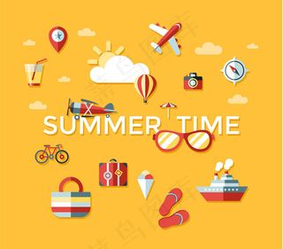 夏季时光图标矢量