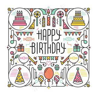 细线条生日元素贺卡