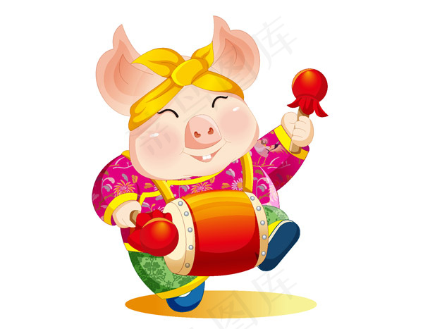 美女猪猪大鼓ai矢量模版下载