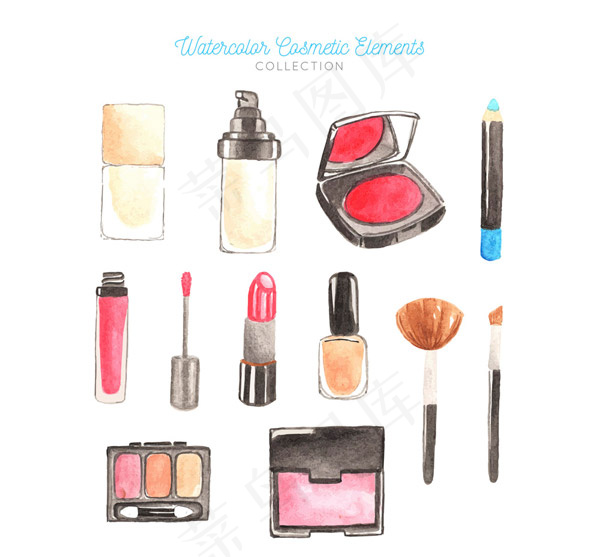 水彩绘化妆品