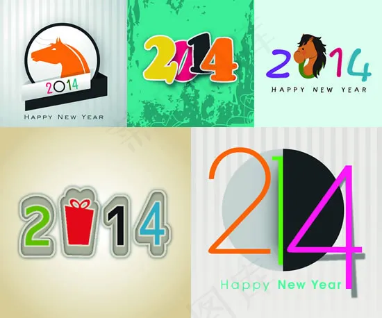 2014新年艺术字eps,ai矢量模版下载
