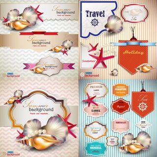 夏季主题欧式标签,免抠元素