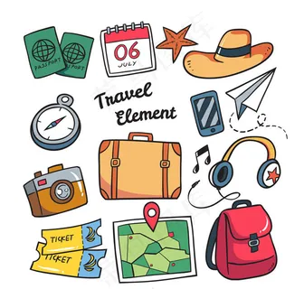 彩色旅游元素
