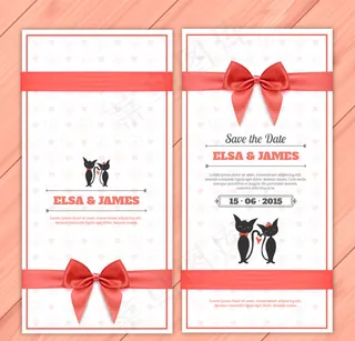 蝴蝶结婚礼邀请卡