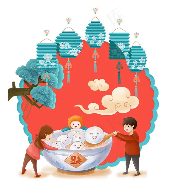 过元宵吃汤圆psd模版下载