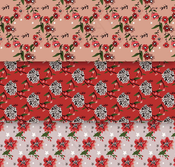圣诞花卉无缝背景