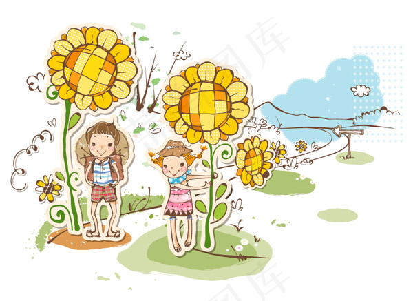 儿童剪纸贴画eps,ai矢量模版下载