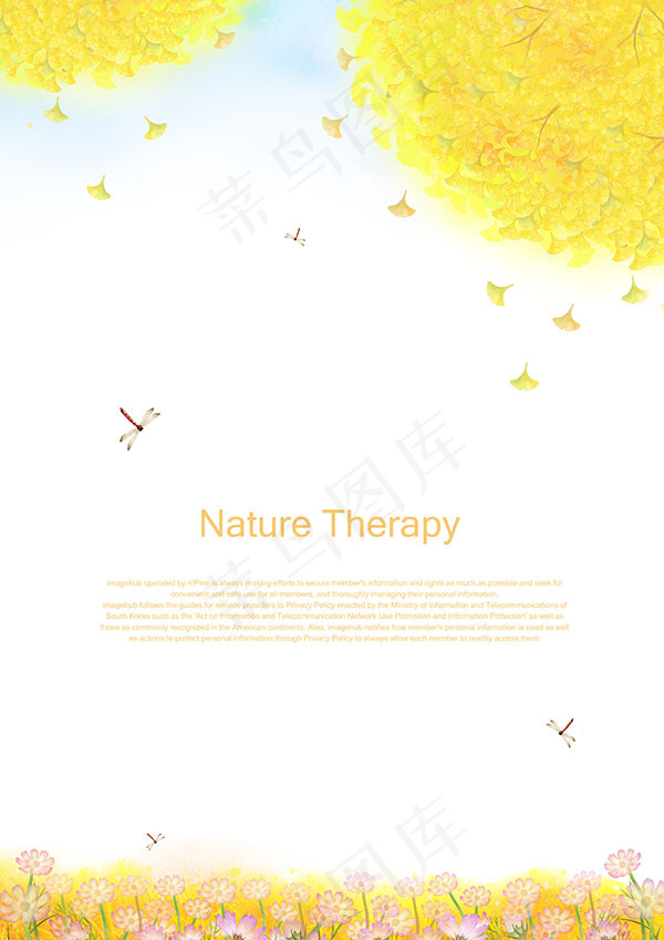 蜻蜓与花朵插画