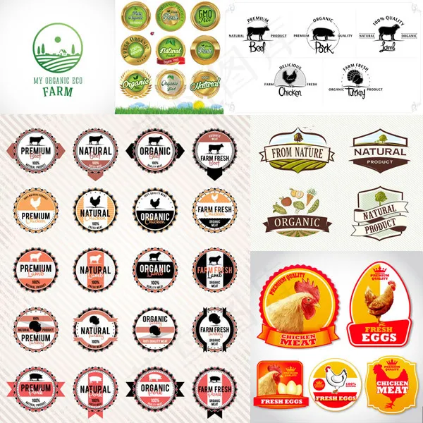 健康食品标签,免抠元素eps,ai矢量模版下载