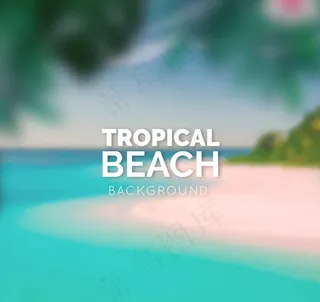 模糊热带沙滩风景