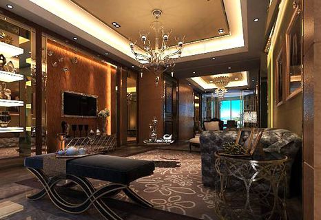 欧式别墅客厅模型