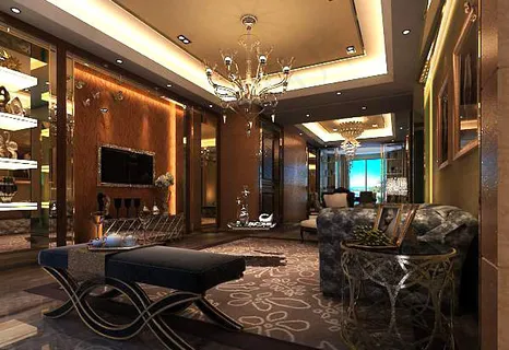 欧式别墅客厅模型