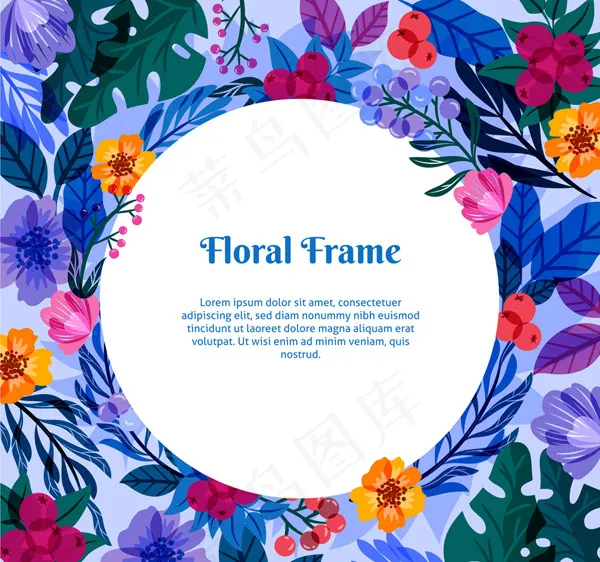 花卉和浆果框架ai矢量模版下载