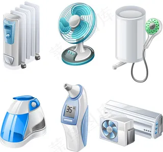 电器水晶立体图标,免抠元素