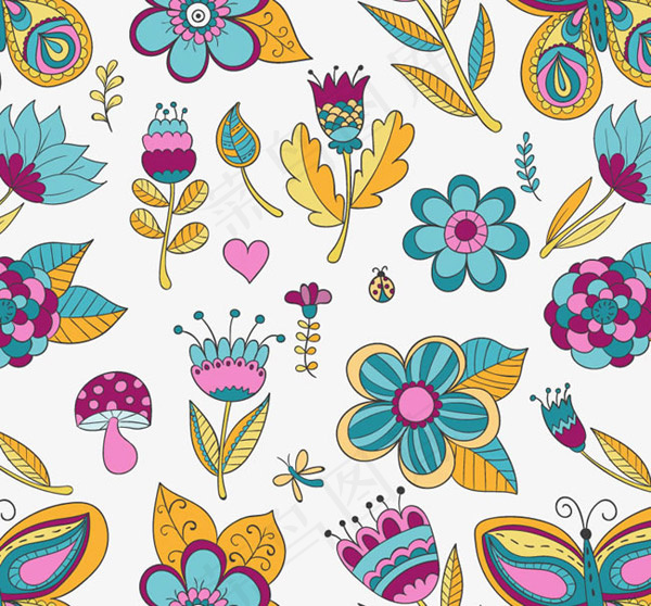 抽象花朵无缝背景