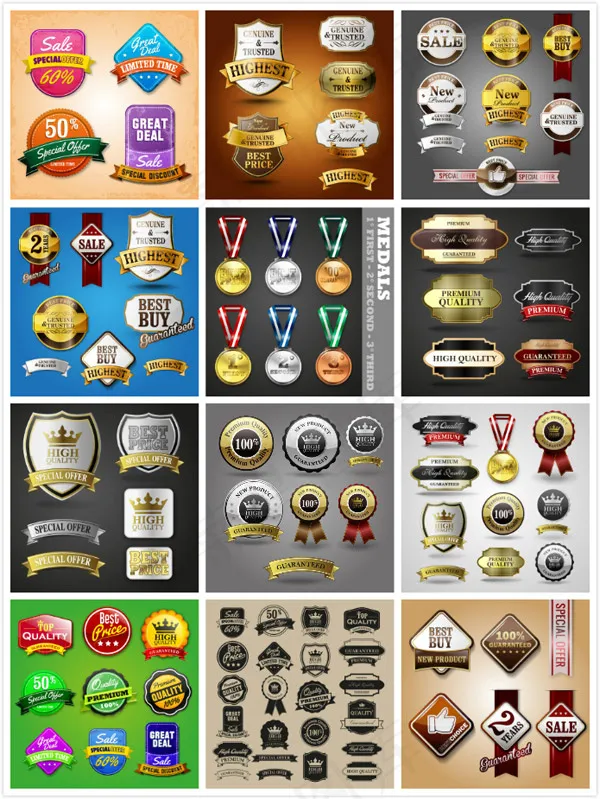 徽章标签矢量,免抠元素ai矢量模版下载