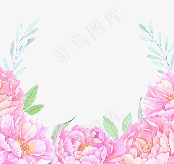彩铅牡丹花边