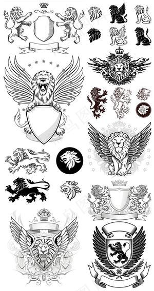 狮子皇冠盾牌徽章