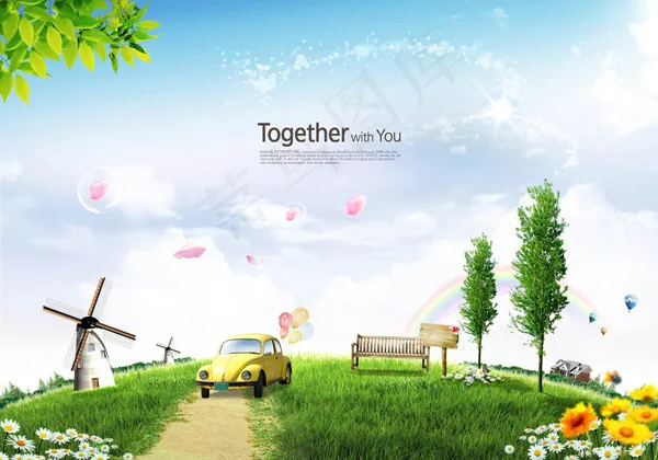 梦幻草场风景(4000X2800(DPI:300))psd模版下载