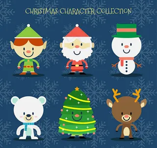 圣诞角色和圣诞树