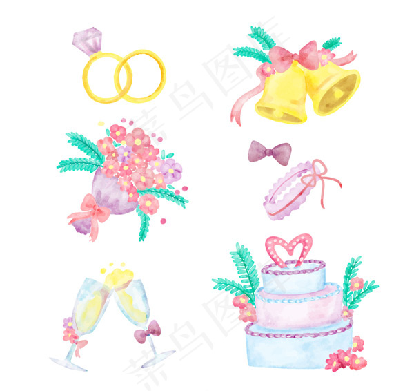 水彩绘婚礼元素
