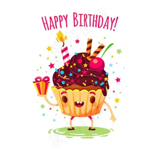 卡通生日纸杯蛋糕