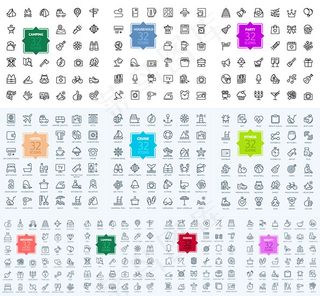 时尚线性图标,免抠元素