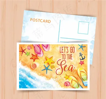 大海沙滩明信片