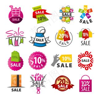 彩色促销标志矢量
