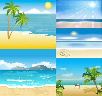 卡通海边风景