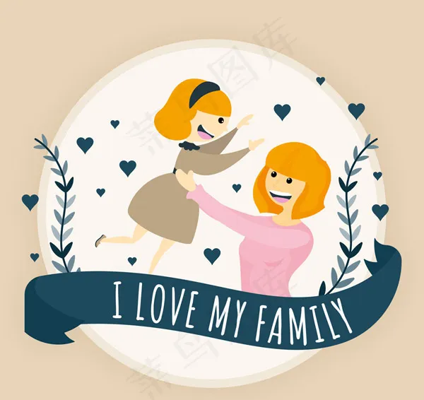 金发母女设计ai矢量模版下载