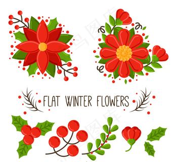 扁平化冬季植物