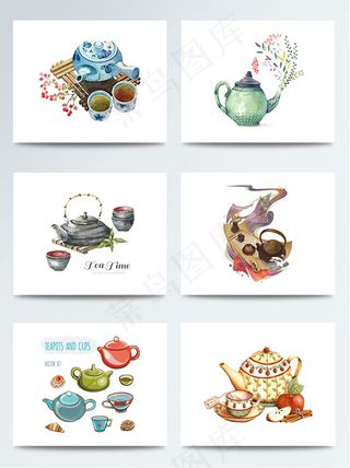 彩绘茶具元素