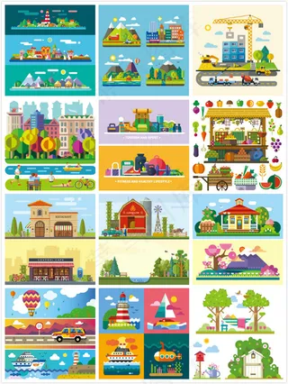 扁平化城市景色