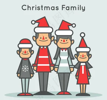 卡通圣诞家庭矢量